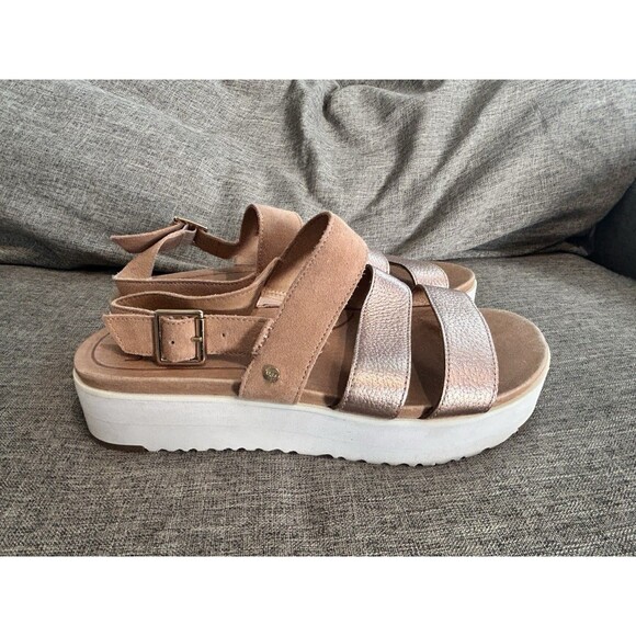 UGG Braelynn Rosegold Womens Size 10 Patent Metallic Platform Sandal - Picture 2 of 12